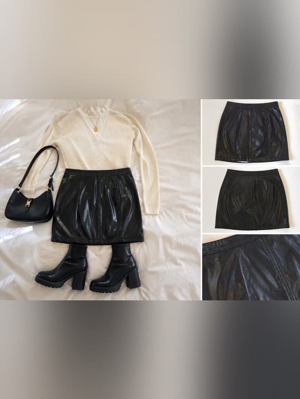 Brave Soul Black Faux Leather Mini Skirt